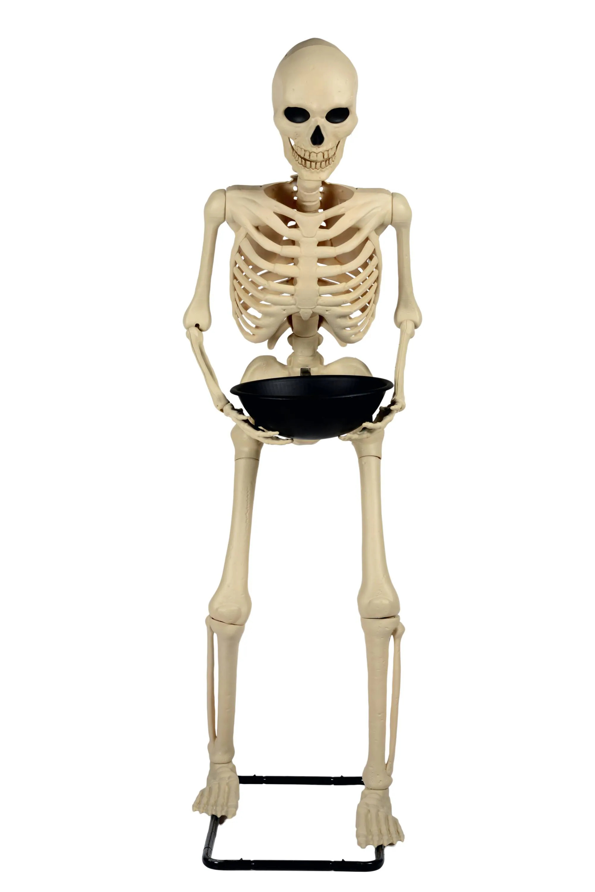 Haunted Living 64.57-in Freestanding Talking Lighted Skeleton Door decoration Candy bowl one_size in Gray | KL-37014 | Lowe's