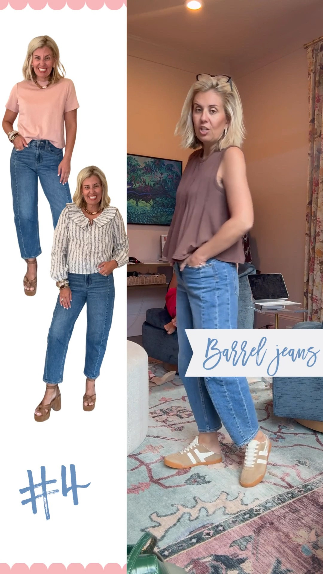 Favorite barrel jeans!! This top is totally giving Hill House vibes! 
Top - xs
Jeans - 2
Heels -  8 tts 

*code mixandmatch for 25% off Erin McDermott

#LTKdayinmylife #LTKPetite #LTKOver40