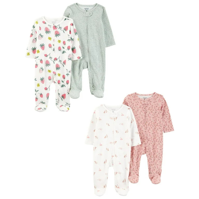 Carter's Child of Mine Baby Girl, Sleep 'n Play, 4-Pack, Sizes Preemie-6/9 months | Walmart (US)