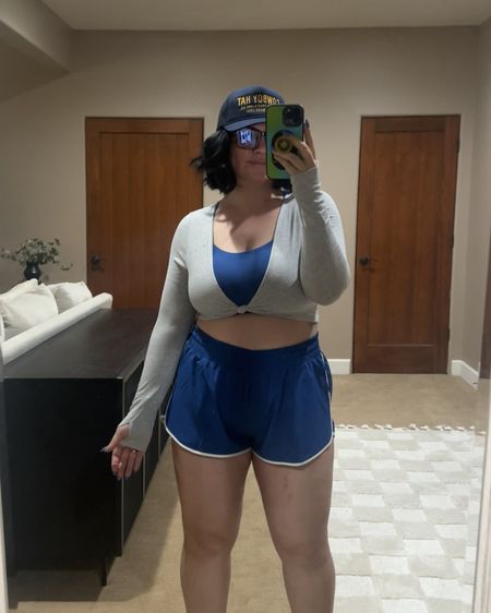 workout attire for women with bellies and boobies 😅

bra size xl DD and shorts are a large 

#LTKActive #LTKplussize #LTKfitness