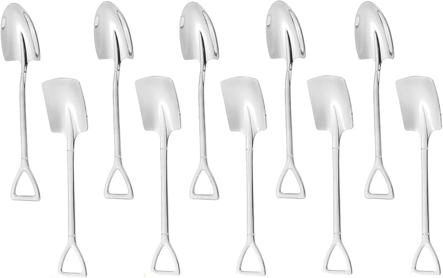 10Pcs Shovel Spoons Stainless Steel Spoon Reusable Dessert Spoons for Coffee Tea Ice Cream Fruit ... | Amazon (US)