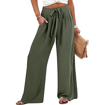 Caracilia Wide Leg Palazzo Pants for Women Summer High Waist Flowy Loose Casual Lounge Trousers B... | Amazon (US)