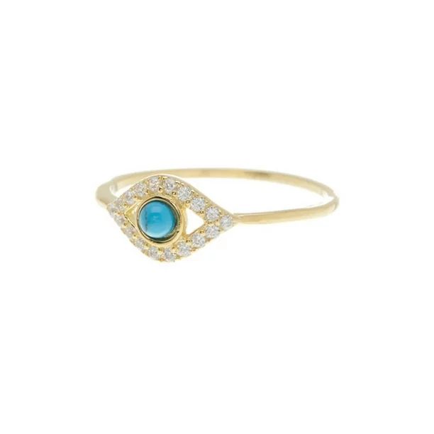 14k Yellow Gold Plated .925 Sterling Silver Evil Eye Ring | Walmart (US)