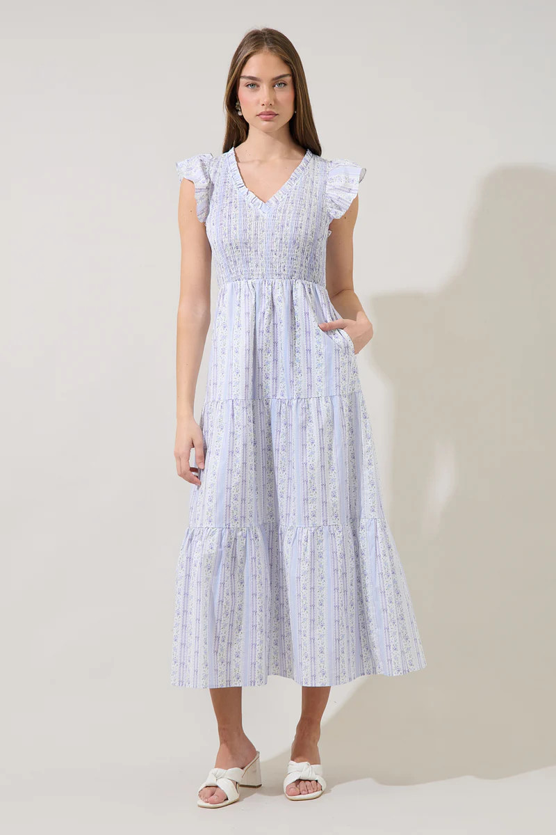 Sunfire Tiered Midi Dress Madale Floral | Sugarlips
