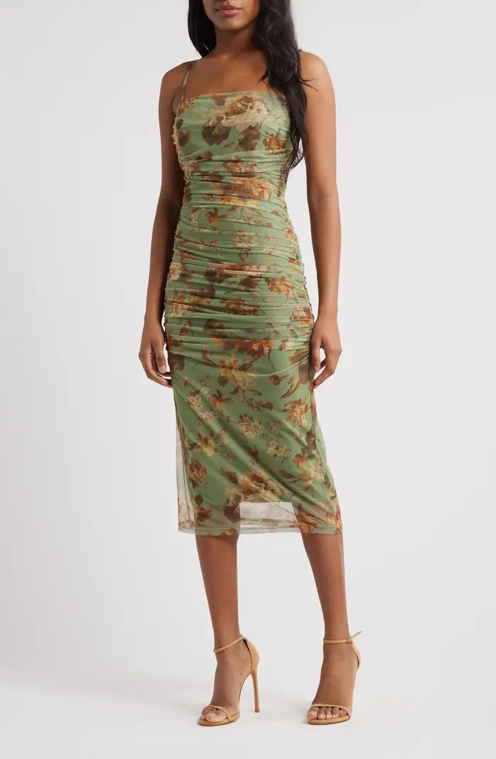 Valerie Floral Mesh Midi Dress | Nordstrom