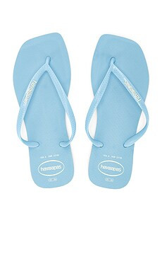 Havaianas Slim Square Logo Flip Flop in Lavender Blue from Revolve.com | Revolve Clothing (Global)