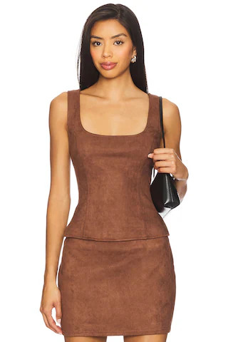 superdown Patsie Faux Suede Top in Brown from Revolve.com | Revolve Clothing (Global)