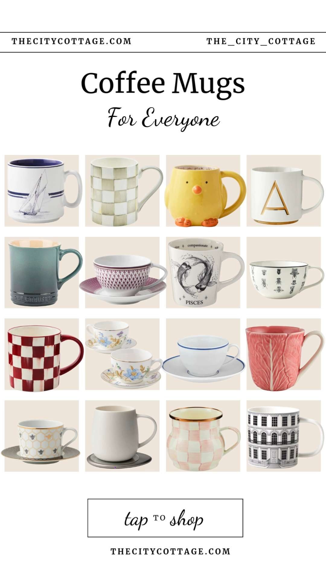 Coffee bar mugs that deserve their own shelf moment ☕✨ 

From iconic MacKenzie-Childs checks to Bridgerton florals, classic Apilco café cups, playful novelty mugs, and chic monogram + Le Creuset staples—this edit is all about mixing timeless with fun for a coffee bar that feels collected, not matchy. 

Perfect for morning rituals, hosting, and that cozy-luxury kitchen aesthetic. 

Save this if mugs are your personality 🤍

#coffeemugs #coffeebarmugs #coffeeaesthetic #homecoffeebar #kitchendecor #coffeestation #mackenziechilds #williams-sonoma #lecreuset #apilco #bridgertonhome #mugcollection #muginspo #luxurykitchen #countertopstyling #hostingathome #homeaesthetic #ltkhome #ltkfinds #ltkdecor #viralhome 

 #LTKdayinmylife #LTKmorningroutine #LTKHome