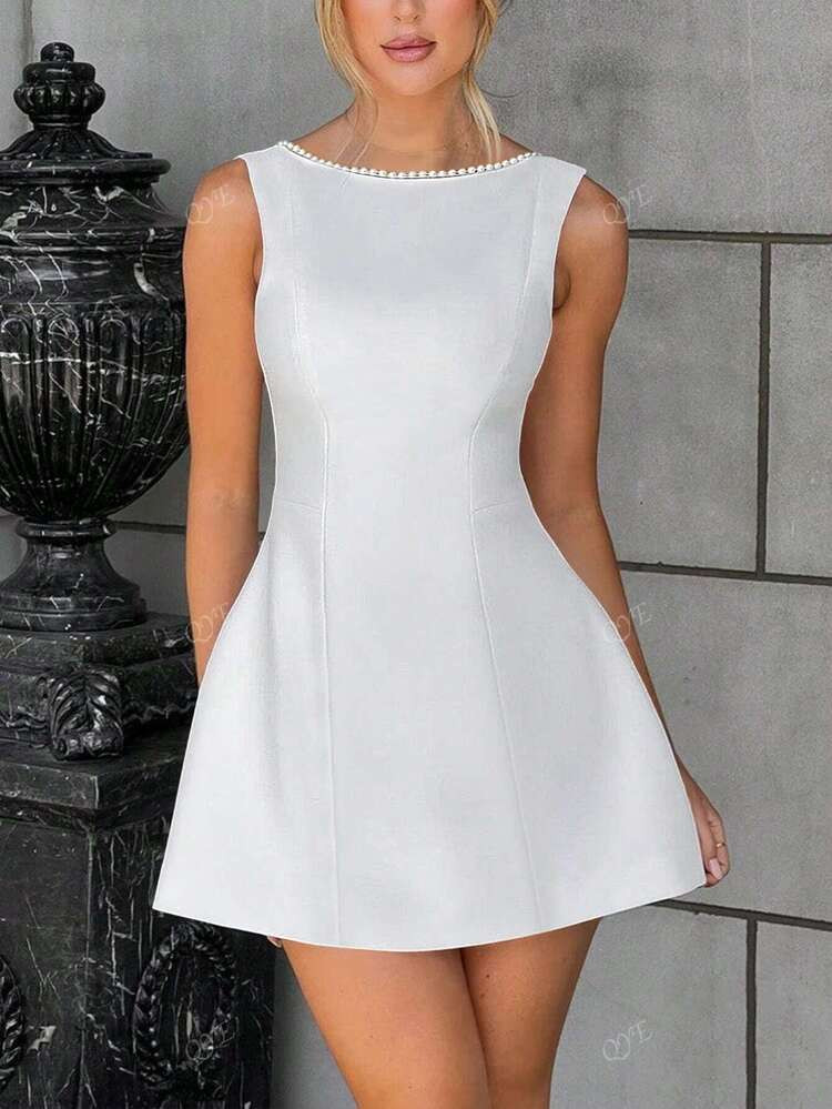Women's New Solid Color Fashion Sexy Sleeveless Short Dress, Party Dress, Wedding Guest Cocktail ... | SHEIN