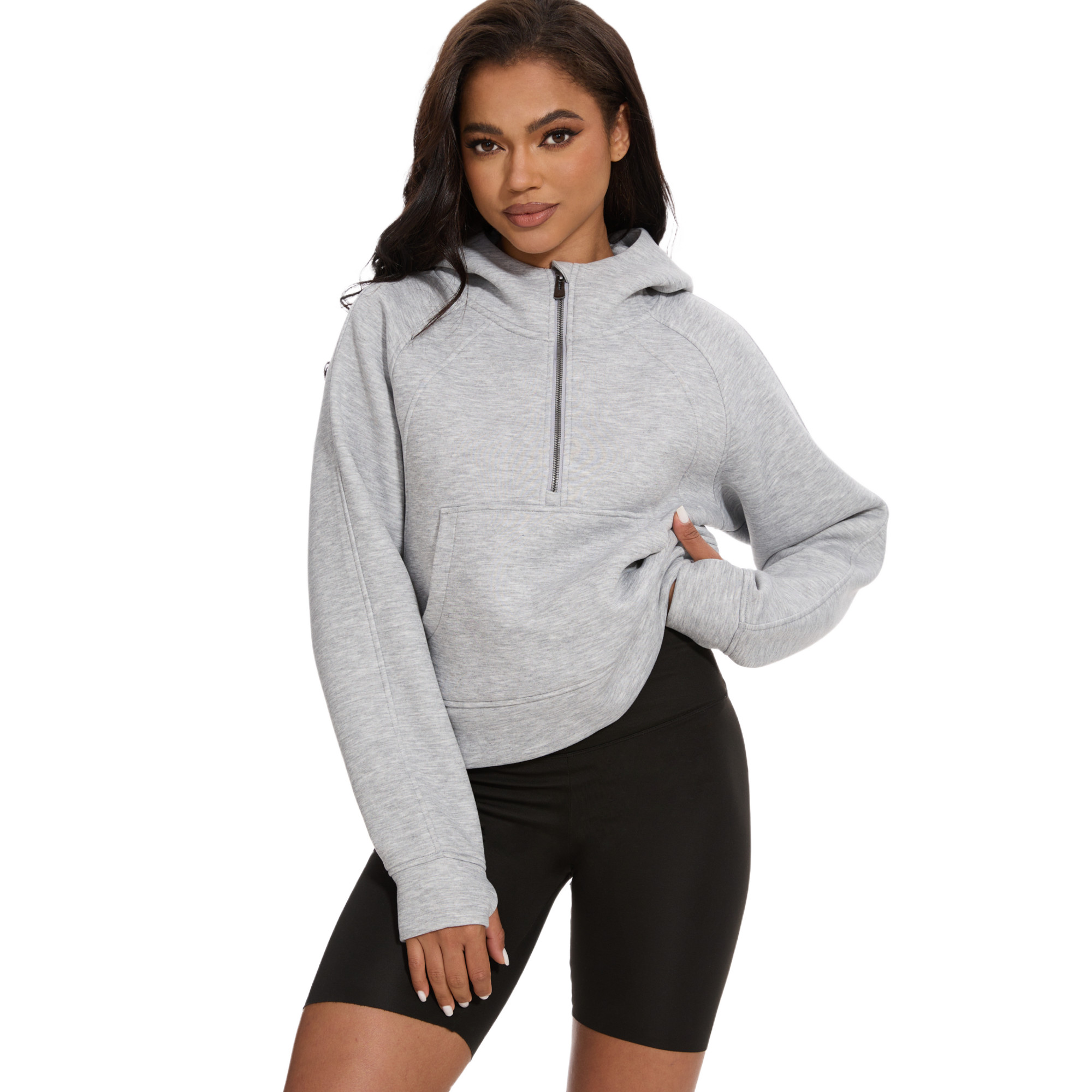 Xidunhg Women's Hoodies Half Zip Long Sleeve Fleece Lined Crop Pullover Sweatshirts with Pockets ... | Walmart (US)