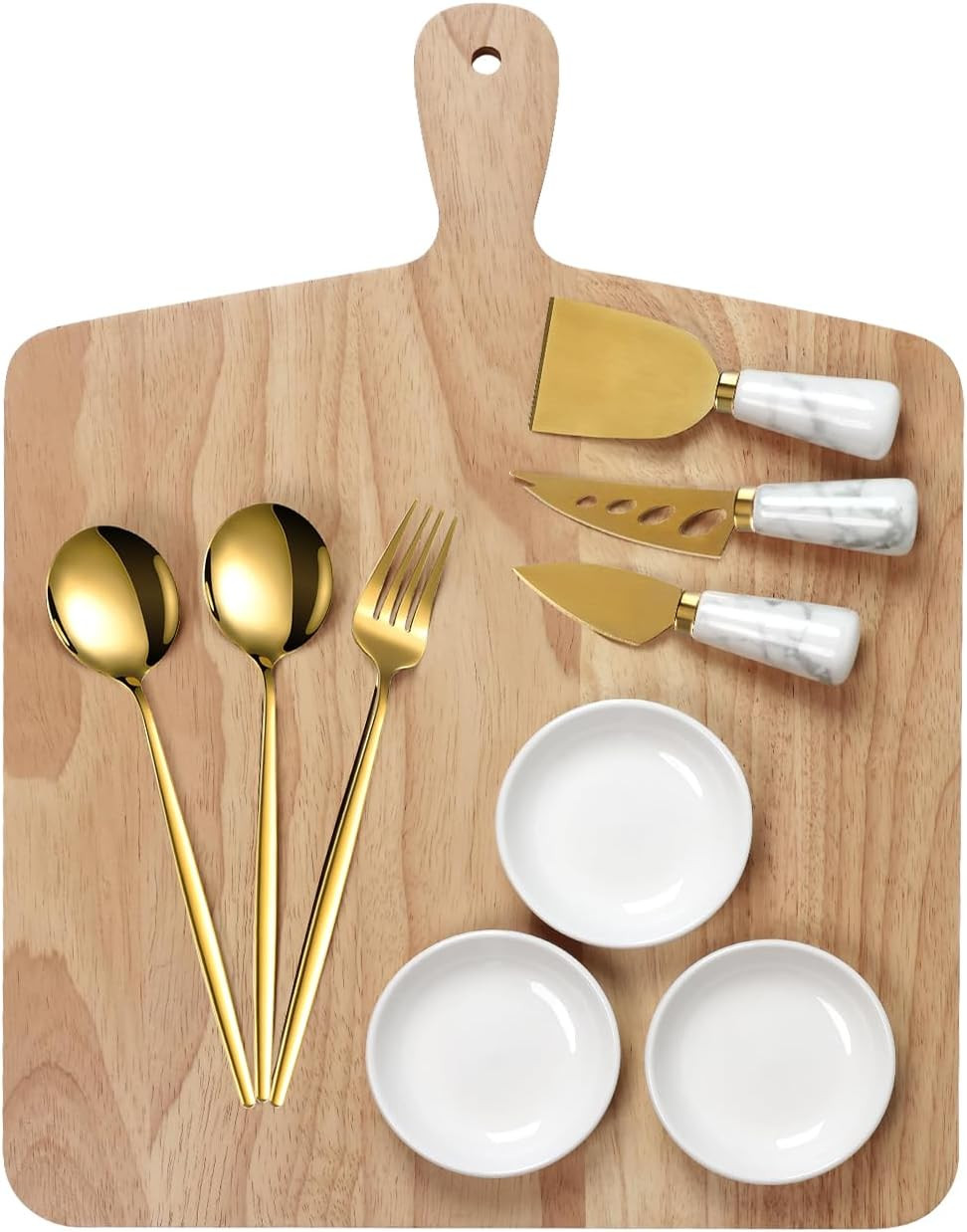 10 Pcs Charcuterie Board Set, 17"x13" Large Premium Wood Cheese Board with Handle Wooden Serving ... | Amazon (US)