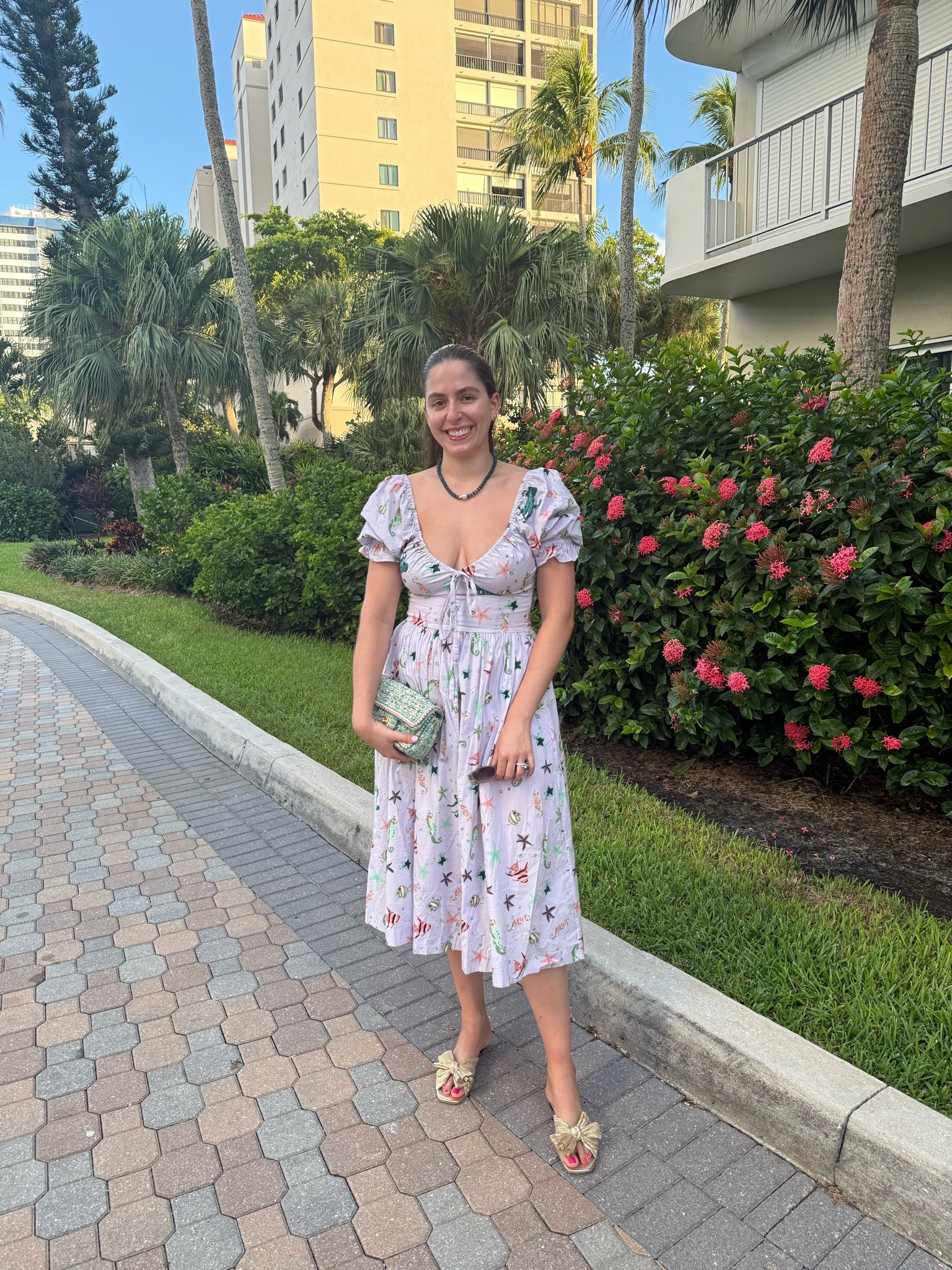 Beach vacation, beach vacay, hill house dress, nap dress, fish dress, Ophelia dress, beaded necklace, loeffler Randall sandals, casual vacation, tropical vacation

#LTKSeasonal #LTKSwim #LTKTravel