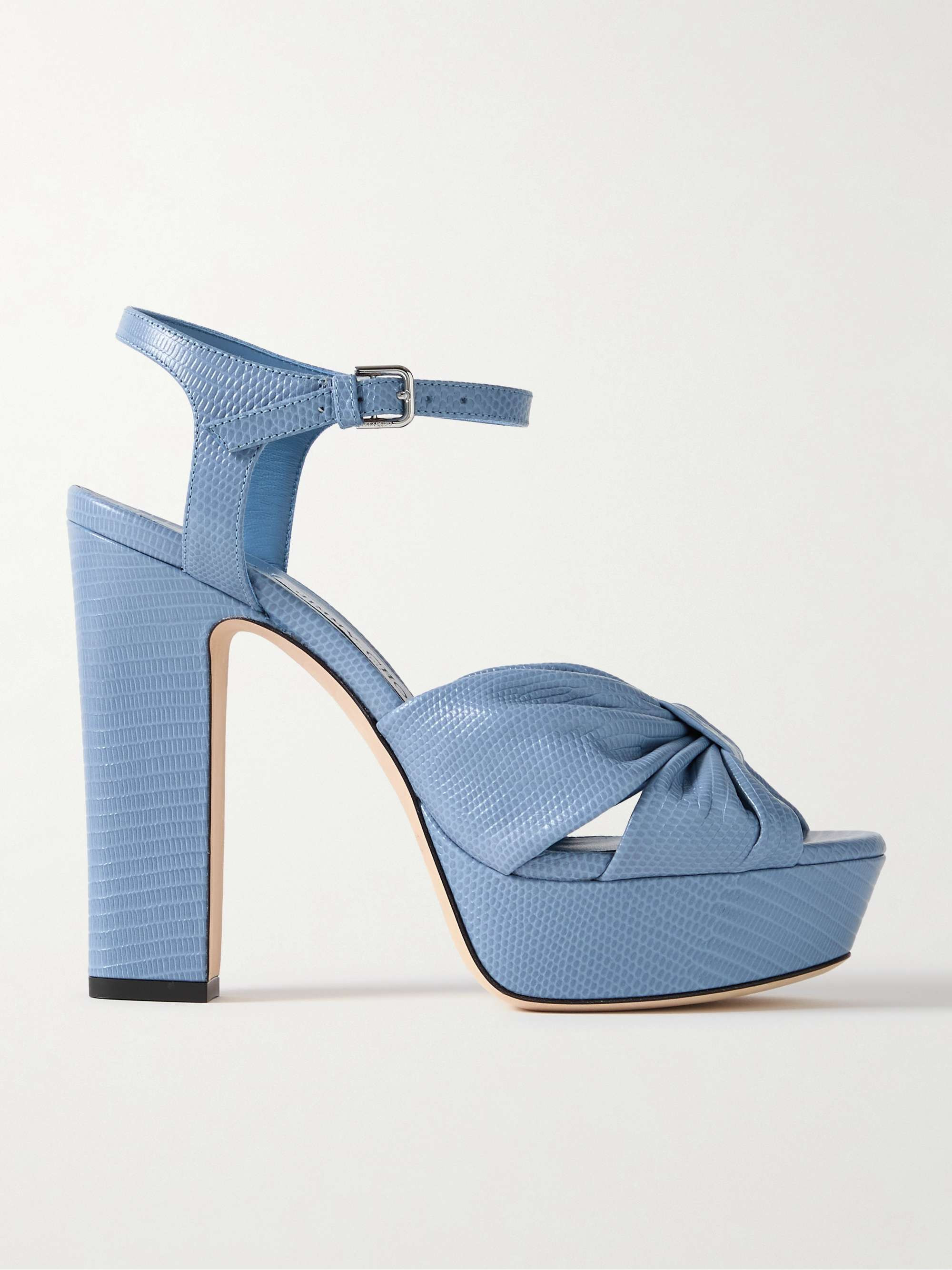 JIMMY CHOOHeloise 120 bow-embellished lizard-effect leather platform sandals | NET-A-PORTER APAC