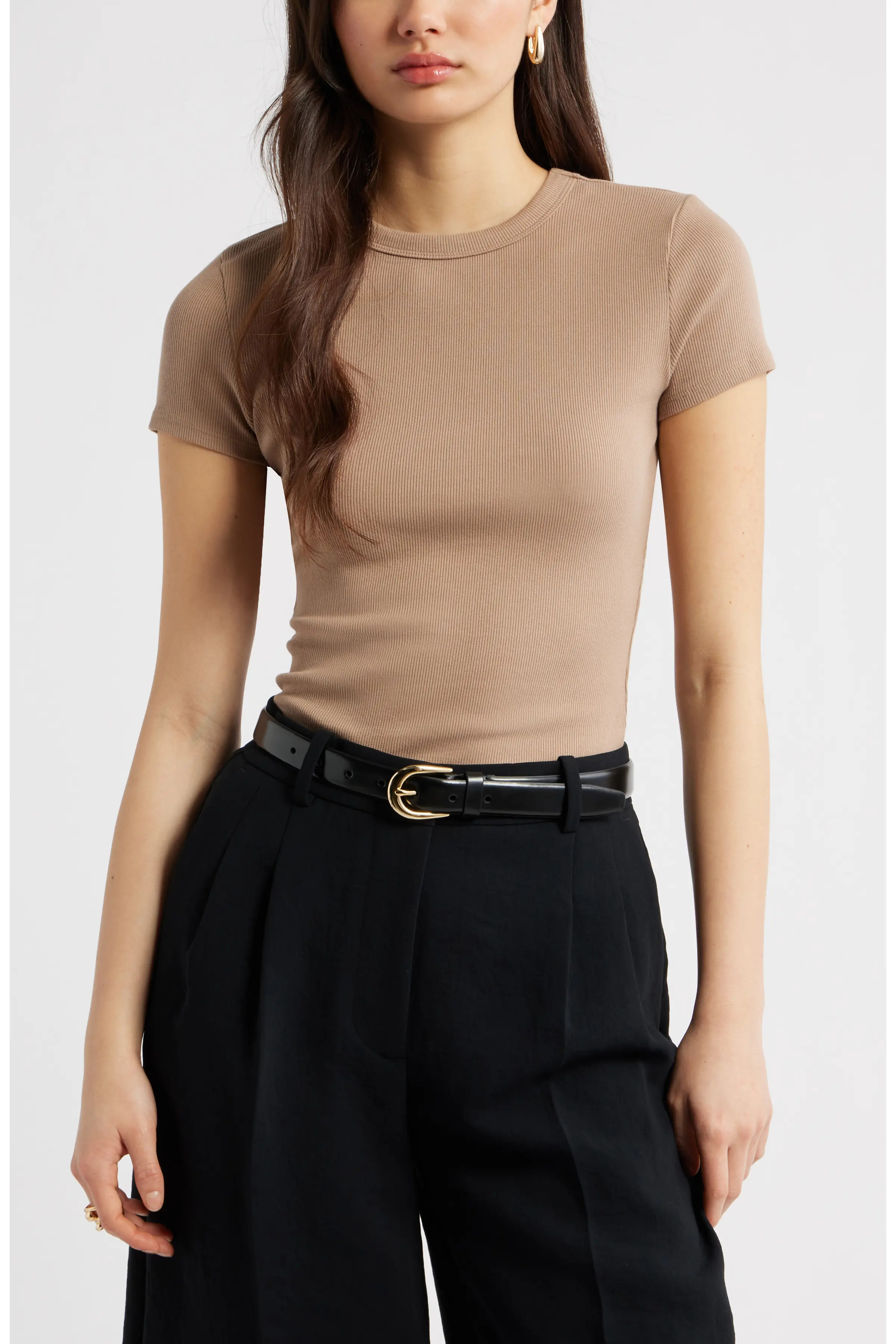 Open Edit Rib Short Sleeve Shirt (Women) | Nordstrom | Nordstrom