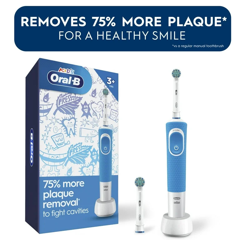 Oral-B Kids Electric Toothbrush with Sensitive Compact Brush Head and Timer, Ages 3+ | Walmart (US)