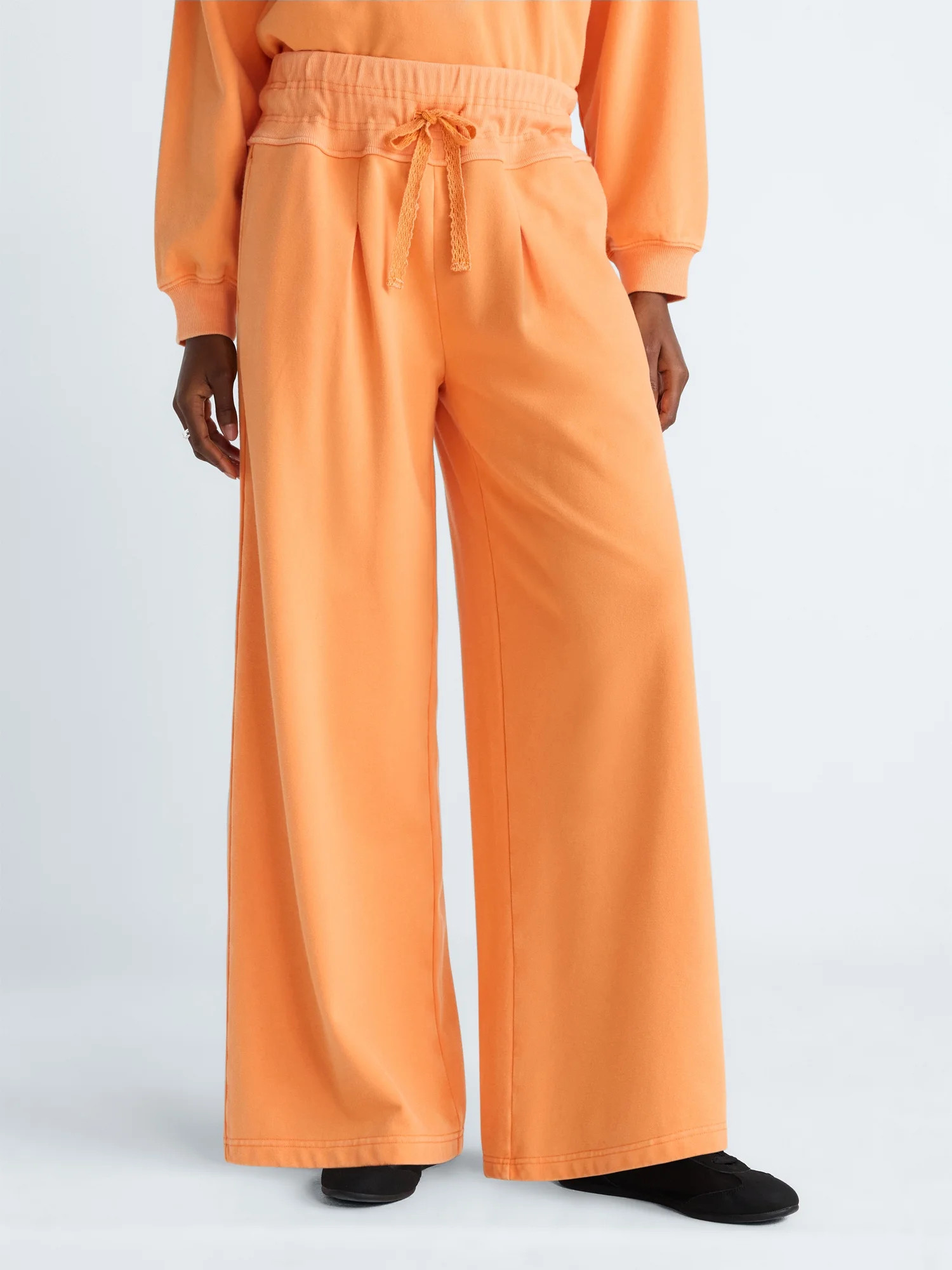 Scoop Women's Pleated Wide-Leg Sweatpants, 29'' Inseam, Sizes XS-XXL | Walmart (US)