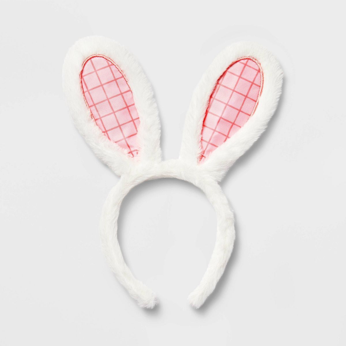 Easter Wearable Plush Bunny Ears Pink Grid - Spritz™ | Target