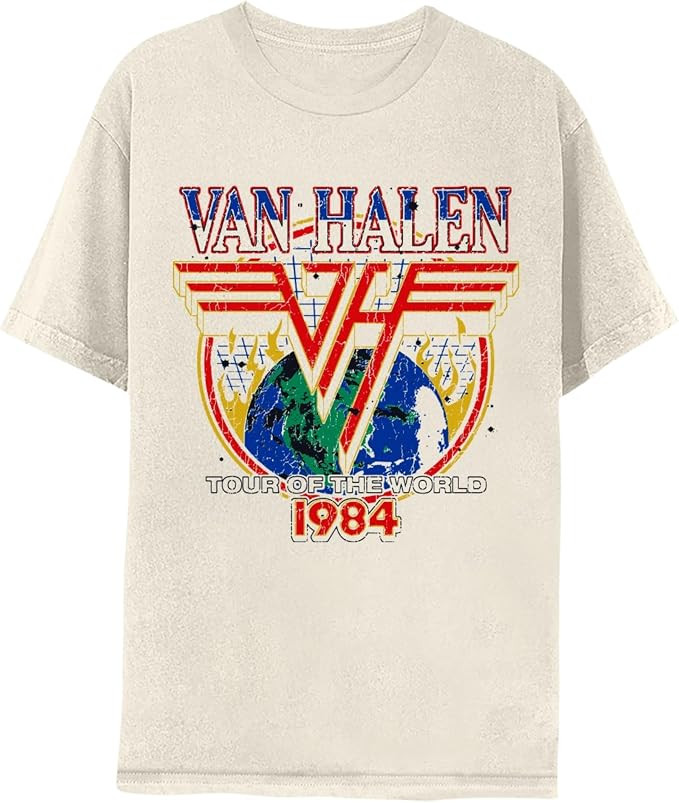 Van Halen 1984 World Tour Adult Short Sleeve T Shirt American Rock 80s Music Vintage Style Graphi... | Amazon (US)
