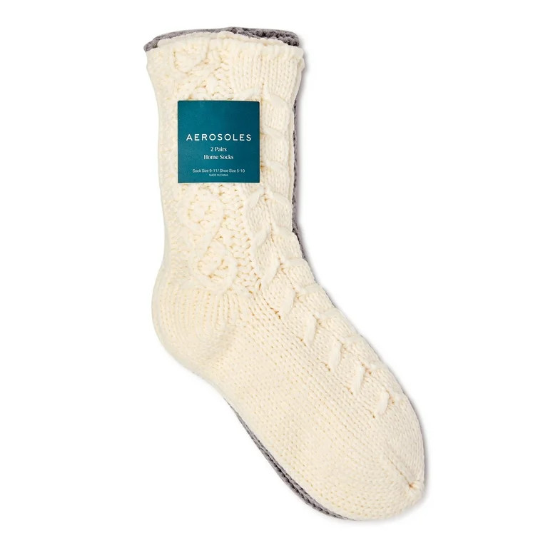 Aerosoles Women's Unlined Cable Kit Home Socks, 2-Pack | Walmart (US)