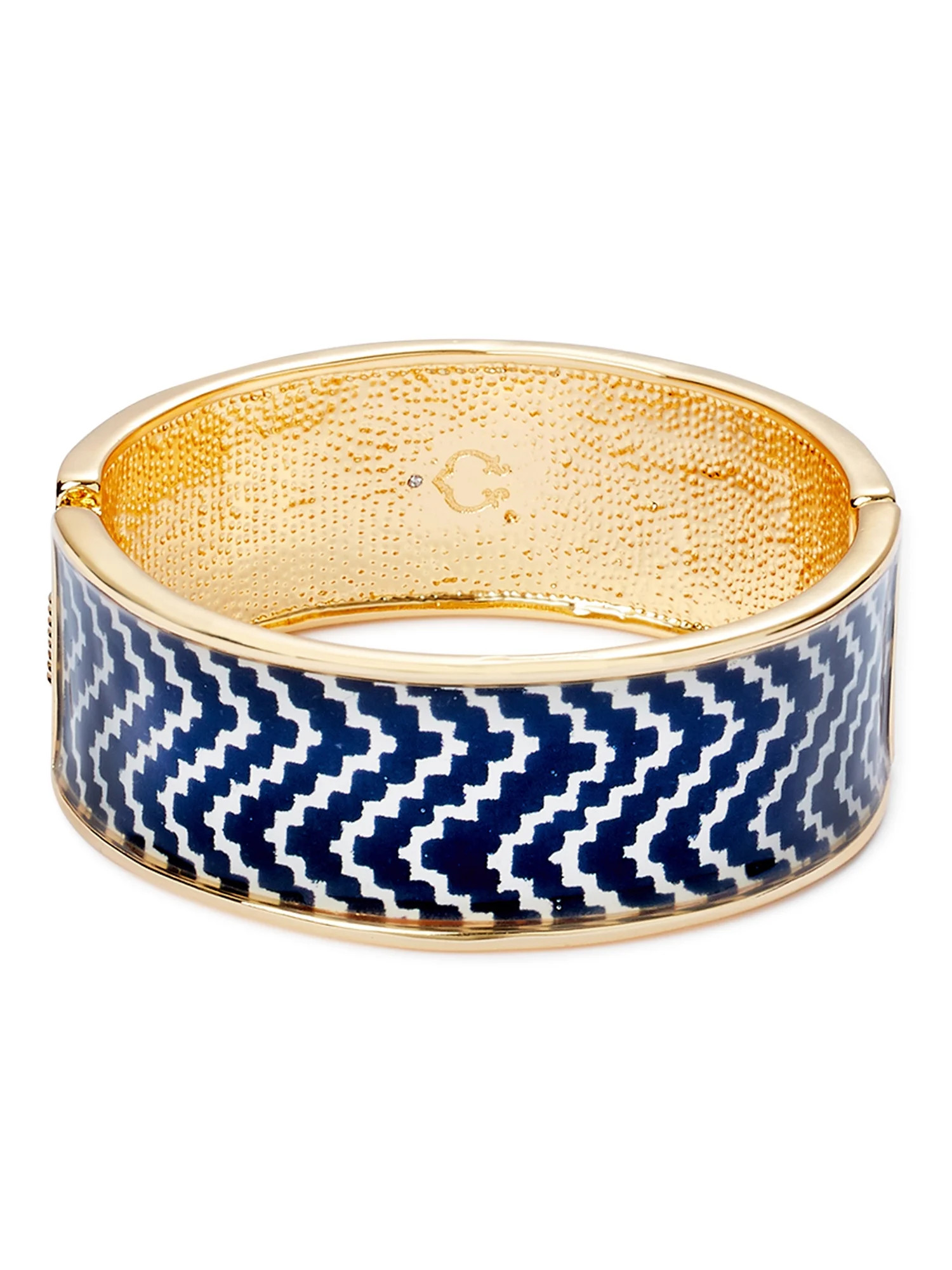 C. Wonder Women's Navy Chevron Printed Hinge Bangle Bracelet | Walmart (US)