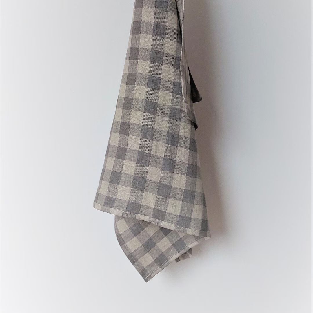 Gingham Linen Tea Towel. Plaid Linen Dishclothes. Check - Etsy | Etsy (US)