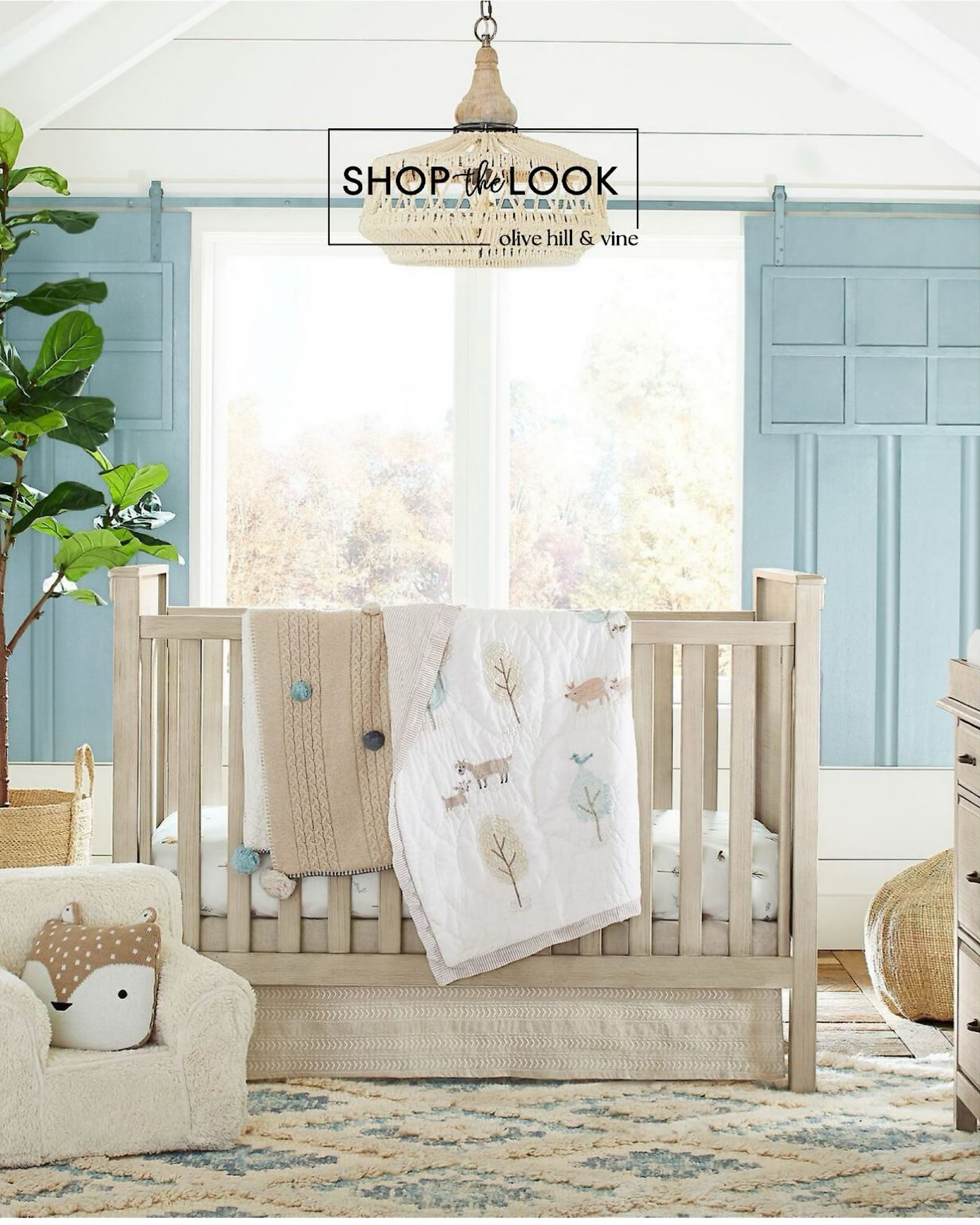 Step into the snuggle haven where the animal kingdom meets cozy chic! With a tree print quilt that's basically a forest fiesta for your little one, a handwoven tote basket cradling a fig leaf tree (because every nursery needs a bit of wild!), a sherpa chair that's softer than a cloud, and a wool rug that's basically a hug for tiny toes. Plus, an extra-wide dresser for all those adorable outfits – because even baby goats need a wardrobe upgrade!

#LTKbump #LTKhome #LTKbaby