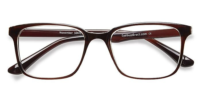 November Rectangle Brown Clear  Full Rim Eyeglasses | Eyebuydirect | EyeBuyDirect.com