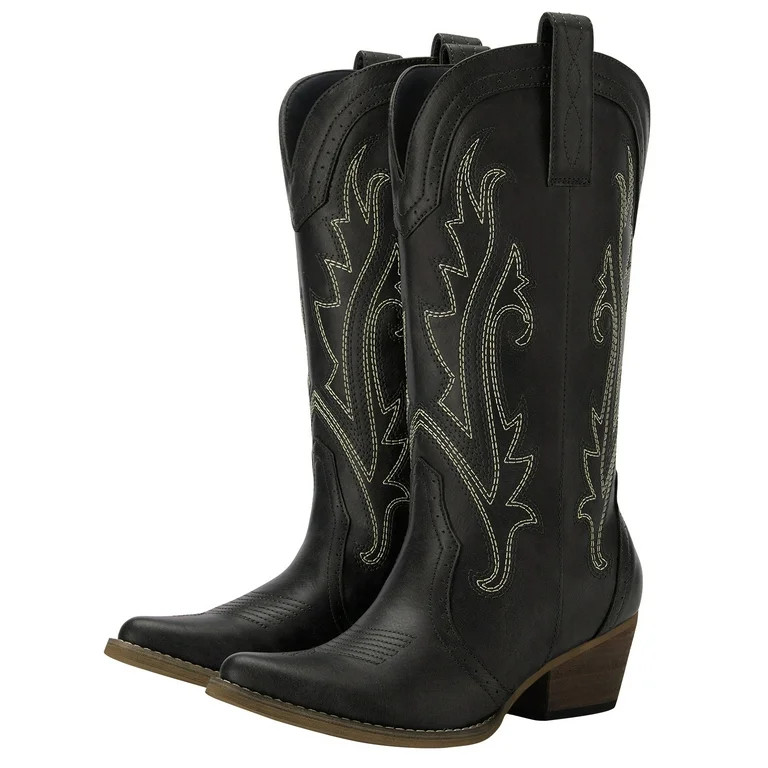 Rollda Cowboy Boots Women Western Boots Cowgirl Boots Ladies Pointy Toe Fashion Boots | Walmart (US)
