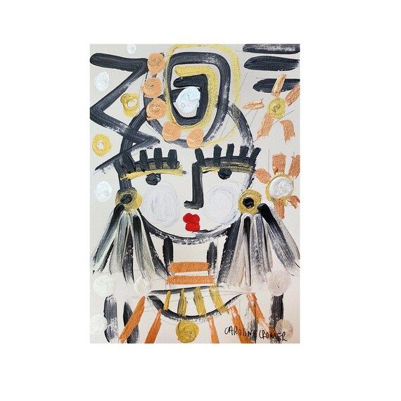 Abstract Face Art, Original Art, 7x5 | Etsy (US)