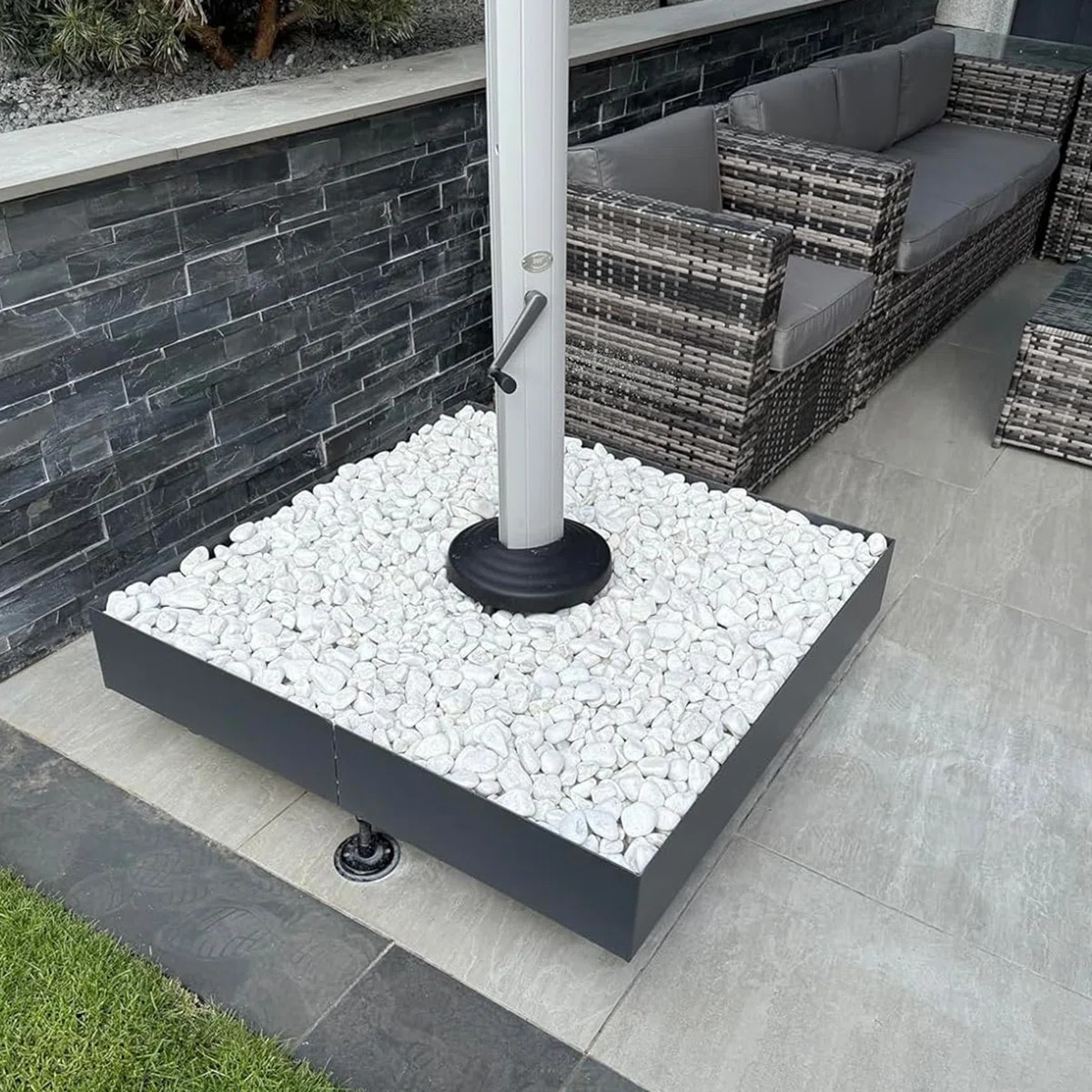 1100 Lbs High Capacity Heavy-duty Cantilever Offset Patio Umbrella Base With 4 Lockable Wheels St... | Wayfair North America