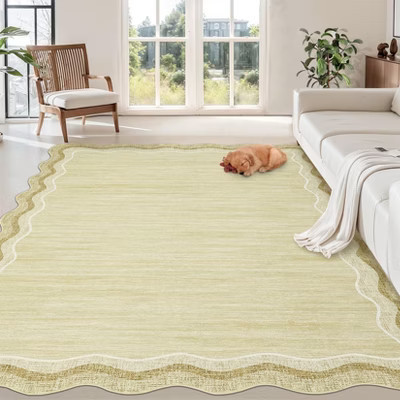 Modern Abstract Area Rug 5x7 Scalloped Washable Rug, Non-Slip Non-Shedding Living Room Soft Floor Mat, Low-Pile Foldable Print Throw Rug | Target