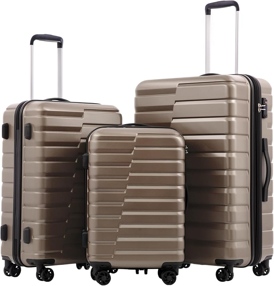 Coolife Luggage Sets, 3 Piece Hard Shell Suitcase Set with Spinner Wheels, Expandable Large Check... | Amazon (US)