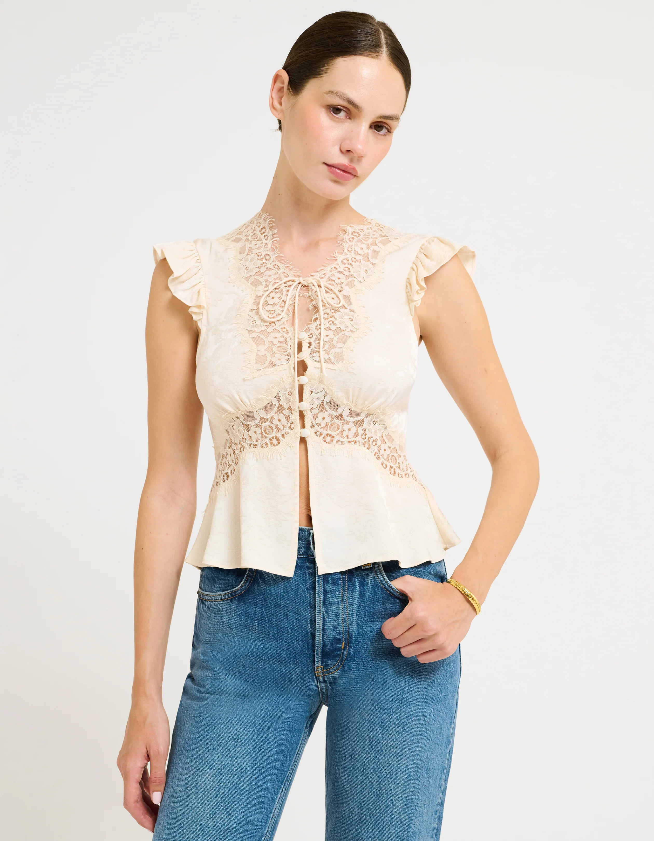 Wisteria Top | Ivory Jacquard | Rumored