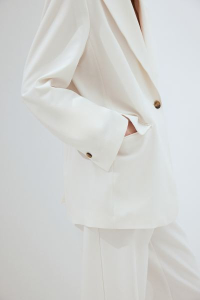 Single-breasted Blazer - Long sleeve - Regular length - White - Ladies | H&M US | H&M (US + CA)