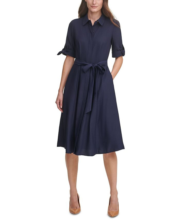 Solid Midi Shirtdress | Macys (US)