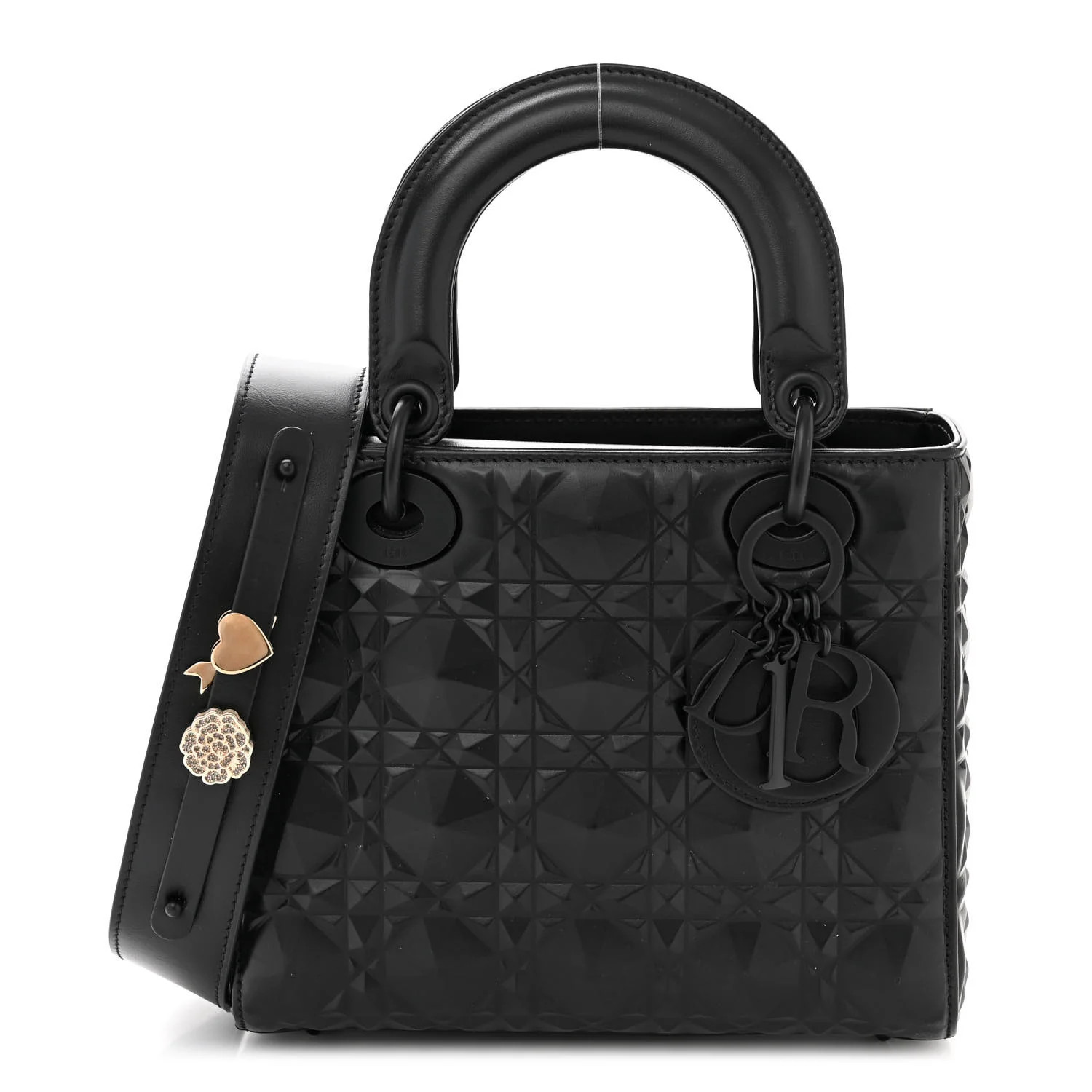 CHRISTIAN DIOR Calfskin Cannage Diamond Small My ABCDior Lady Dior Black | FASHIONPHILE (US)