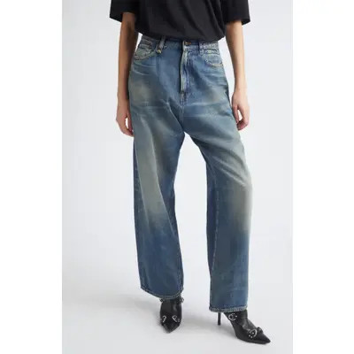 R13 Venti Baggy Wide Leg Jeans in Bleeker Indigo at Nordstrom, Size 27 | Nordstrom