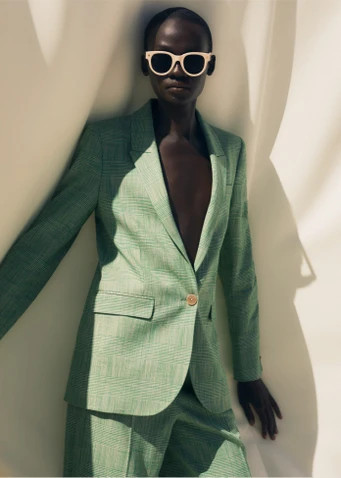 Textured Prince Of Wales Check Blazer | ME+EM US