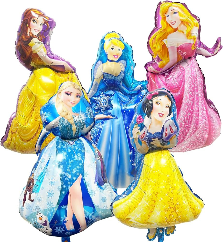 BWW 5 pcs Foil Princess Balloons Decorations Girls' Birthday Party Baby Shower Princess Themed Party Decoration Supplies Small People Princess Ballons Set | Amazon (US)