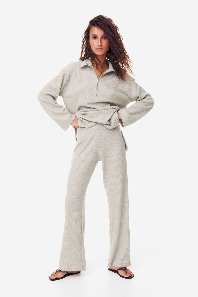 Ribbed Pants - Light beige melange - Ladies | H&M US | H&M (US + CA)