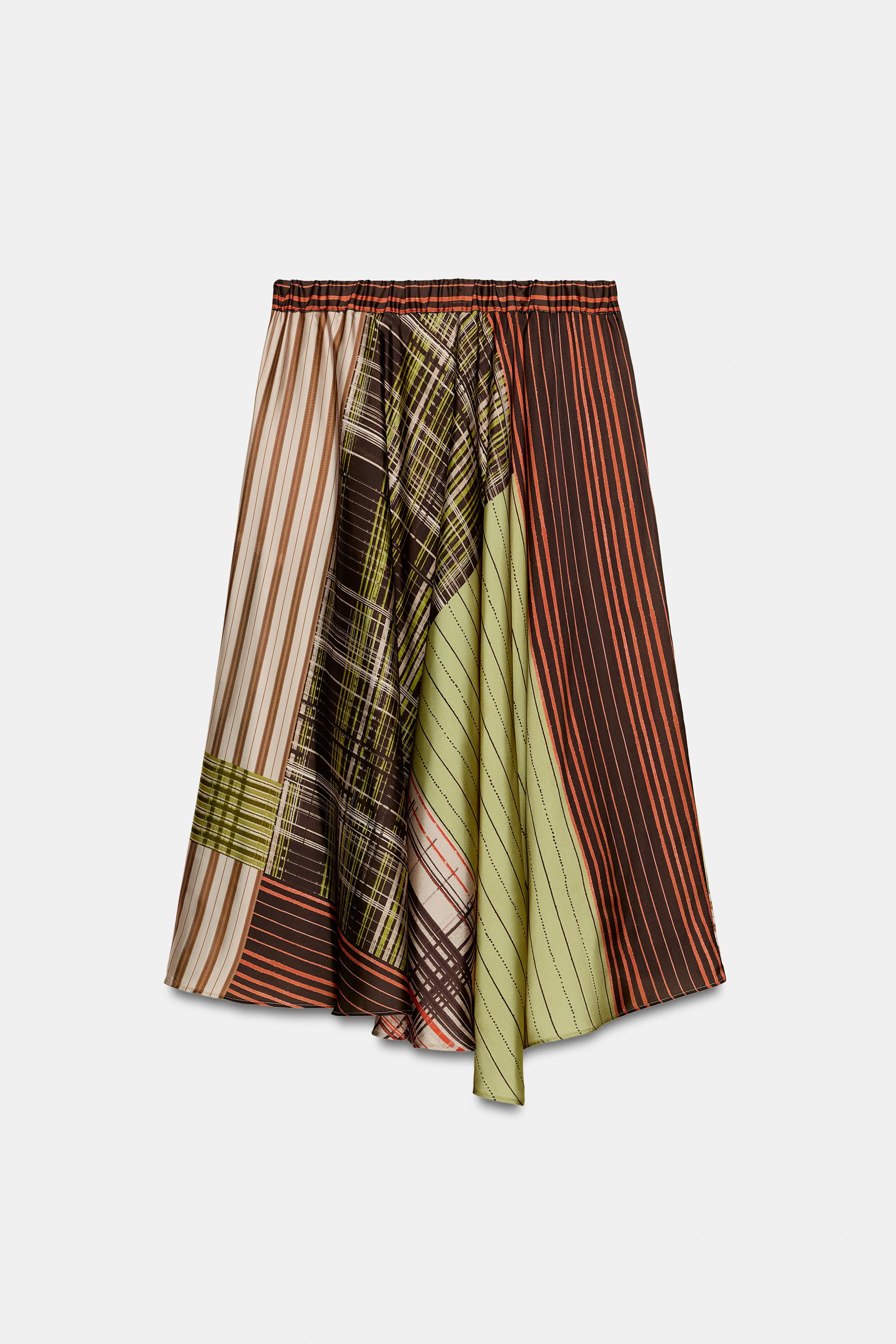 ASYMMETRIC PRINTED MIDI SKIRT | Zara AU