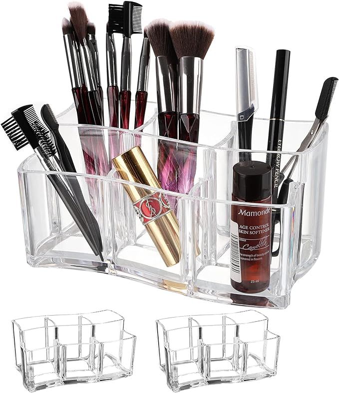 Yarlung 2 Pack Acrylic Makeup Brushes Holder, 6 Slots Clear Cosmetic Organizer Eyebrow Pencils Ho... | Amazon (US)