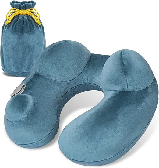 Travel Neck Pillow, Self-Inflatable Travel Pillow for Sleeping Airplane Train Car Office U-Shaped... | Amazon (US)