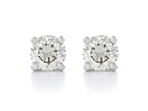 Certified White Lab-Grown Diamond H-I SI 14k White Gold 4-Prong Stud Earrings 0.50ctw - J196D6A | JTV Jewelry