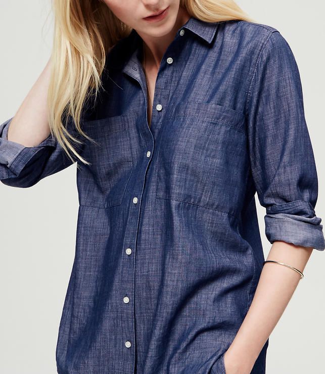 Chambray Tunic Softened Shirt | Loft