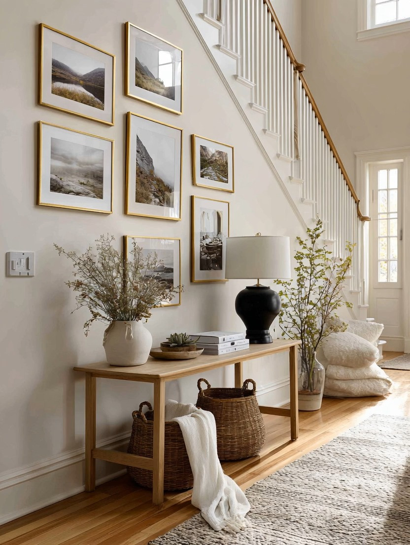 One of the biggest reasons people struggle with gallery walls is that they focus on finding enough art instead of choosing meaningful pieces. The most beautiful wall galleries are collections of memories, places you've explored, landscapes that inspire you, and moments that deserve a permanent place in your home.

That's why we love gold frames.

Gold frames instantly bring a sense of elegance and cohesion, even when the photographs and artwork are completely different. They create the feeling of a carefully curated collection rather than a random assortment of pieces.

To complete the look, pair your gallery wall with a simple wooden console table and an oversized table lamp. During the day, the lamp becomes part of the decor, adding shape, balance, and warmth. At night, it transforms the entire space through layered lighting, creating a soft welcoming glow that overhead lighting alone can never achieve.

It's a simple formula we return to again and again:

✨ Meaningful photos.
✨ Elegant gold frames.
✨ A grounding wood console.
✨ An oversized lamp for beautiful evening light.

Because the most memorable homes don't just look beautiful. They tell your story.

#WallGallery #GalleryWall #GoldFrames #EntrywayDecor #ConsoleTableDecor #LayeredLighting #HomeDecorIdeas #ElegantAndDriven 

 #LTKHome