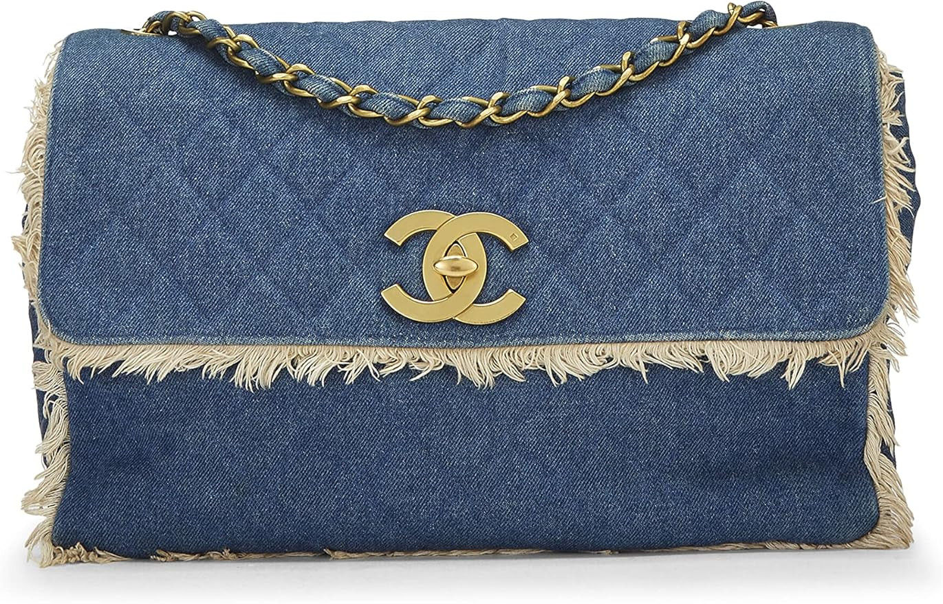 Amazon.com: Chanel, Pre-Loved Blue Quilted Denim Half Flap Maxi, Blue : Luxury Stores | Amazon (US)