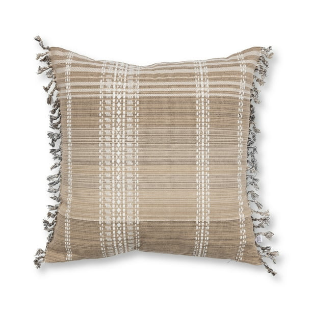 Better Homes &amp; Gardens Reversible Plaid Decorative Square Throw Pillow, 20&quot; x 20&quot;, Brown, Single ... | Walmart (US)