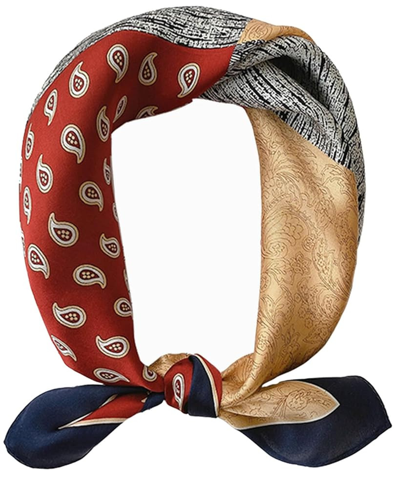 kcctoo 27.5" Mulberry Silk Feeling Head Scarf Women's Fashion Square Neck Satin Scarfs for Bag Ha... | Amazon (US)