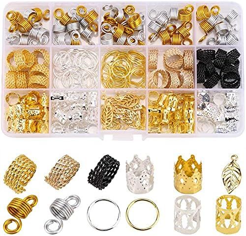 200 PCS Loc Hair Jewelry for Women Braids, Dreadlock Accessories Metal Gold Hair Cuffs Decoration... | Amazon (US)